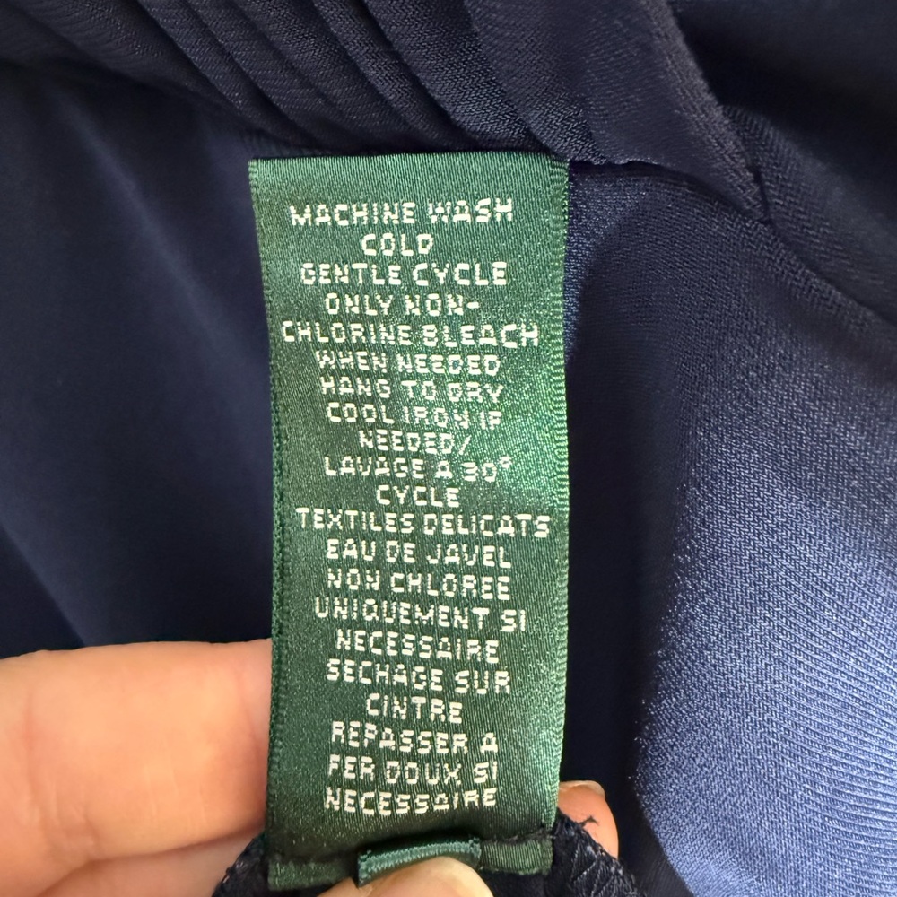 Ralph Lauren Navy Ruched V-Neck Midi Dress - Picture 5 of 5